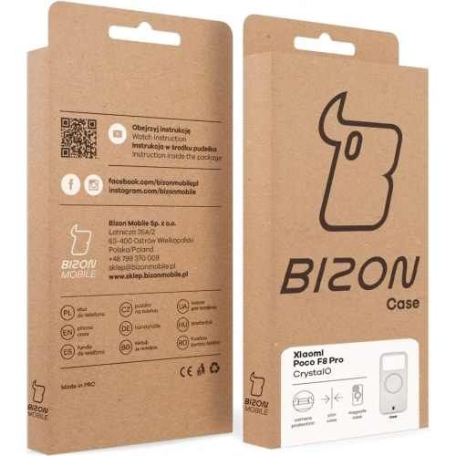 Etui z pierścieniem magnetycznym Bizon Case CrystalO do Xiaomi POCO F8 Pro przezroczyste